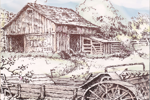 Old Barn and Wagon